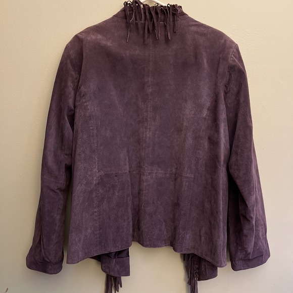 Dialogue Leather Jacket Womens 1X Plus Size Purple Seude Fringe‎ Western Boho - Picture 4 of 10